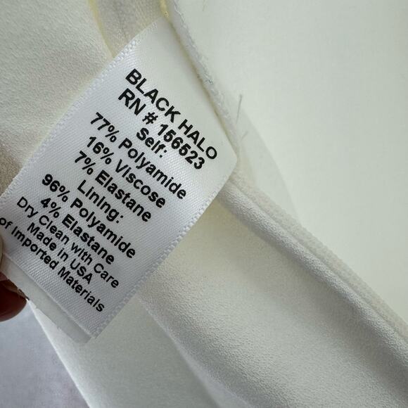 BLACK HALO Ara Tie Neck Puff Sleeves Jumpsuit White Size 10 NWT - Picture 9 of 12